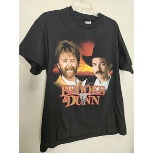 Vintage 90s Brooks & Dunn Waitin on Sundown Tour T-Shirt Anvil USA Size L